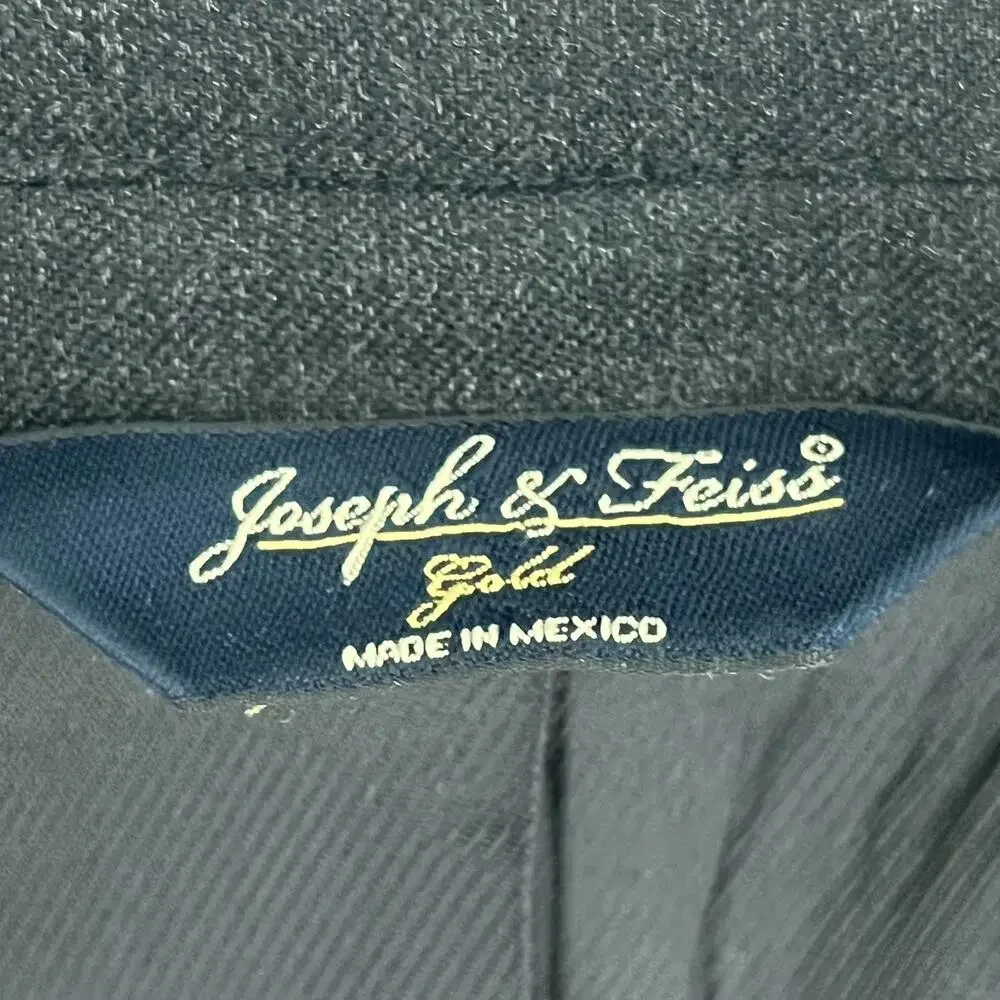 Joseph & Feiss Gold‎ Mens 44R Blazer Jacket Black Charcoal Wool Long Sleeve